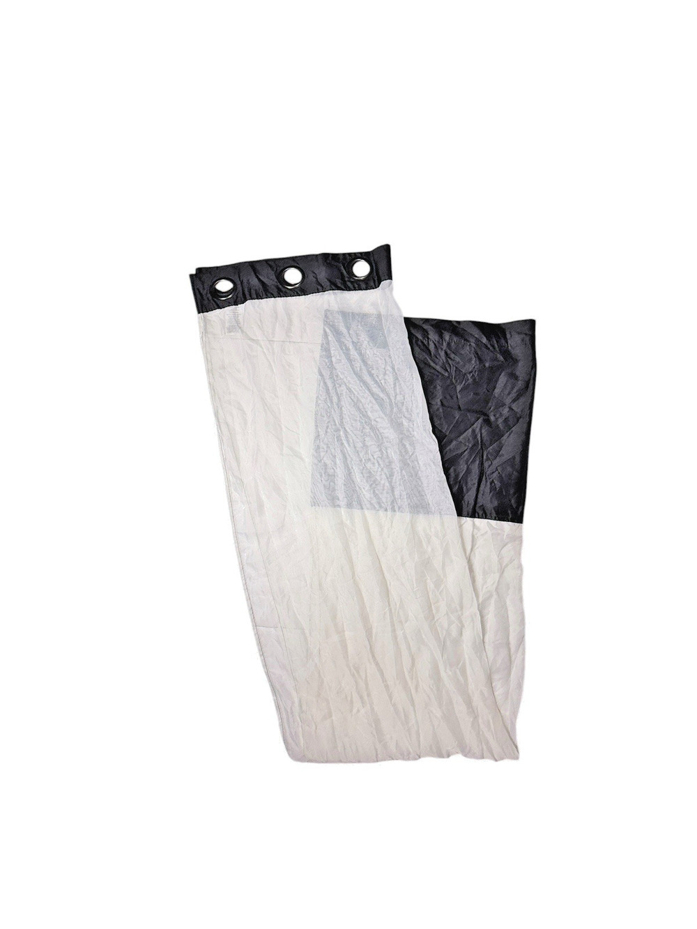 Pair Duck River Black White Border Curtains Panels 82 Long Sheer Faux Silk 2